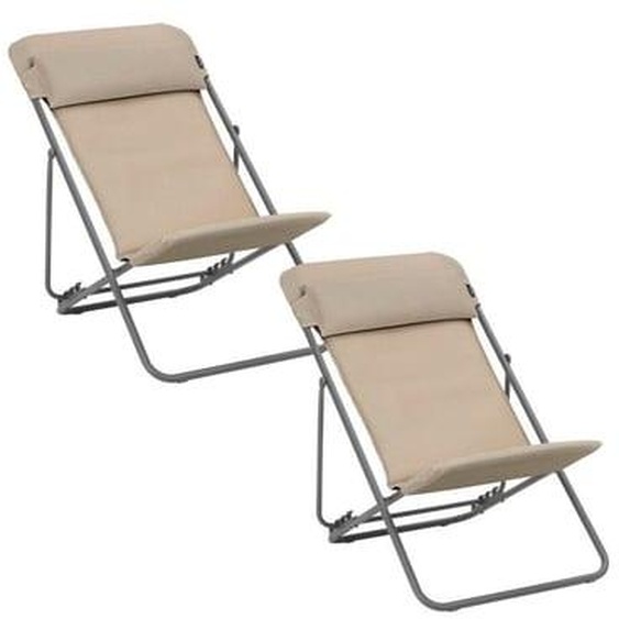 Lot de 2 Transats jardin pliants multi-positions - Maxi Transat + - BeComfort®