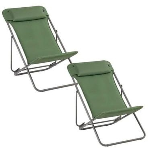 Lot de 2 Transats jardin pliants multi-positions - Maxi Transat + - BeComfort®