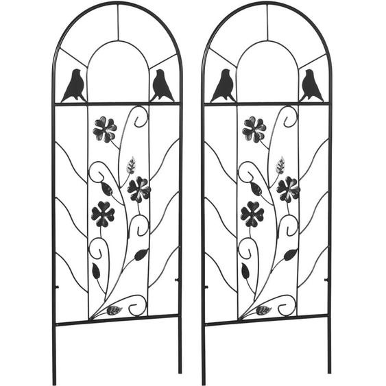 Outsunny - Lot de 2 treillis de jardin supports pour plantes grimpantes - dim. 38L x 98H cm - métal époxy noir