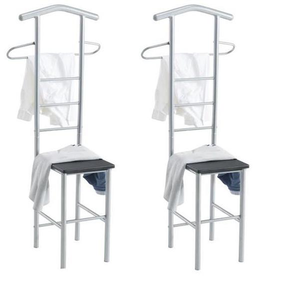 Lot de 2 valets de chambre - IDIMEX - JIVO - Structure en métal argenté - Finition noir mat