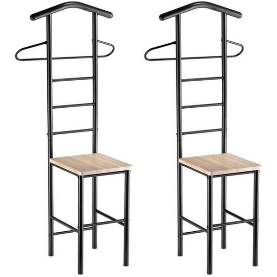 Lot de 2 valets de chambre - IDIMEX - JIVO - Structure en métal - Tablette en MDF chêne sonoma