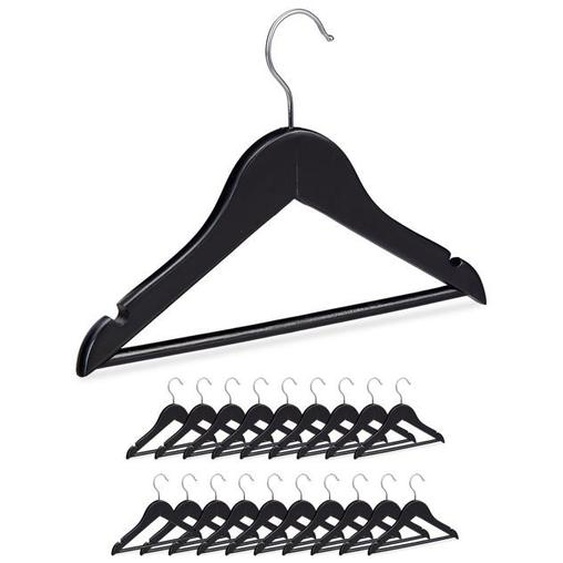 Cintres en bois - Non spécifié - Lot de 20 - Noir - Mixte - Capacité 3,5 kg