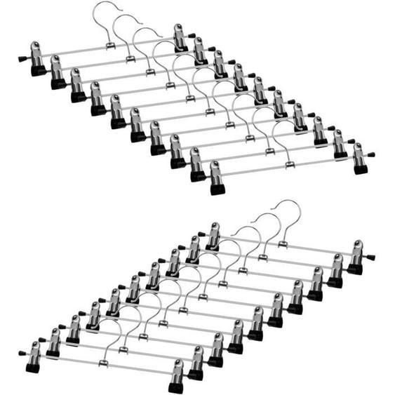 Lot de 20 Cintres pour Pantalon en Métalavec 2 Clips Réglables Antidérapants Crochet Pivotant à 360° pour Pantalons Jupes Man [468]