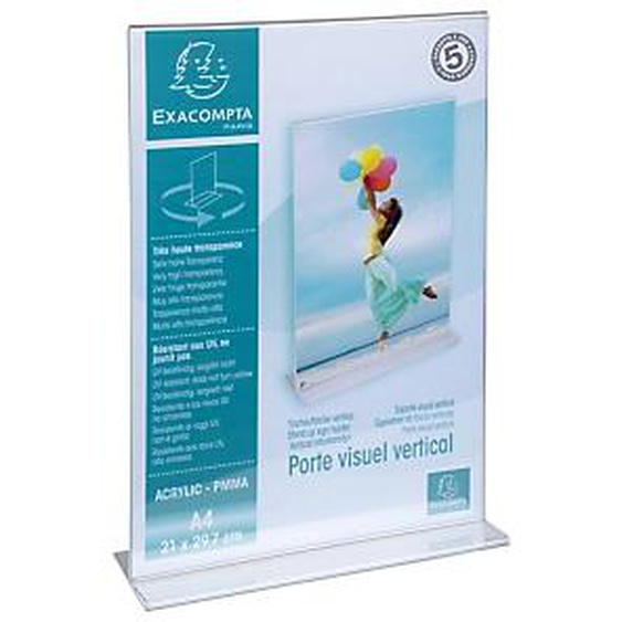 Lot de 20 - EXACOMPTA Porte-visuel droit vertical A4 - Cristal