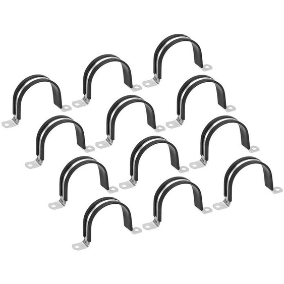 Lot de 22 colliers de serrage en U de 57 mm, en acier inoxydable, avec revêtement en caoutchouc