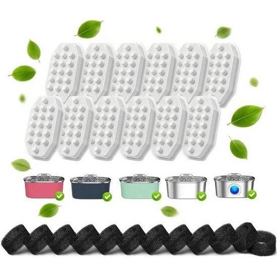 Lot de 24 filtres à eau pour animaux, lot de 12 filtres de rechange pour gobelets pour animaux et lot de 12 filtres en tissu. Compatibles avec les gobelets en acier inoxydable Rellaty et Neareal de 108 oz/3,2 L pour animaux de compagnie