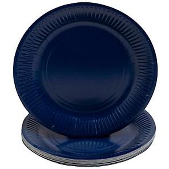 Lot de 25 - PRONAPPE 20 Assiettes en carton rondes, 23 cm - Bleu marine