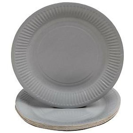 Lot de 25 - PRONAPPE 20 Assiettes en carton rondes, 23 cm - Gris