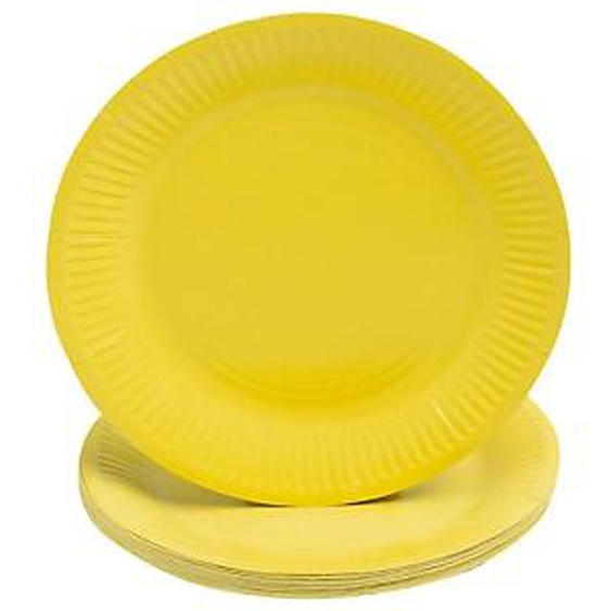Lot de 25 - PRONAPPE 20 Assiettes en carton rondes, 23 cm - Jaune