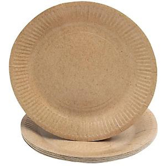 Lot de 25 - PRONAPPE 20 Assiettes en carton rondes, 23 cm - Kraft