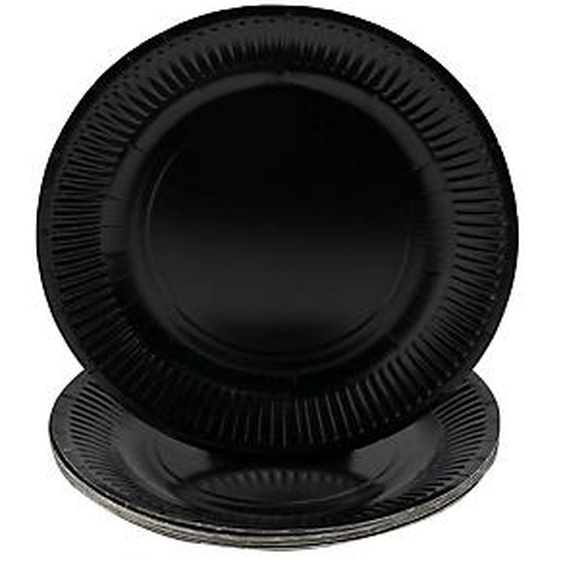 Lot de 25 - PRONAPPE 20 Assiettes en carton rondes, 23 cm - Noir