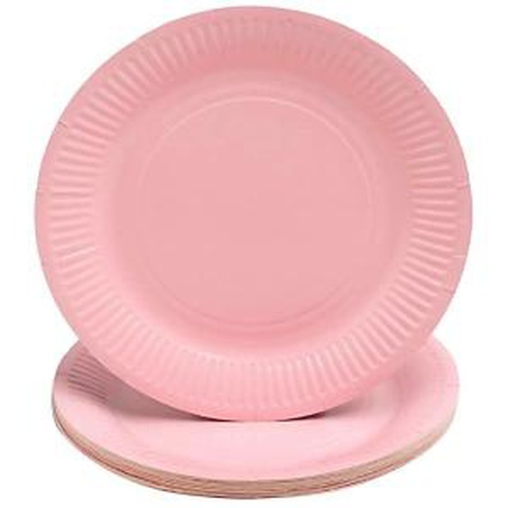 Lot de 25 - PRONAPPE 20 Assiettes en carton rondes, 23 cm - Rose