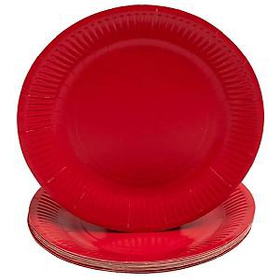 Lot de 25 - PRONAPPE 20 Assiettes en carton rondes, 23 cm - Rouge
