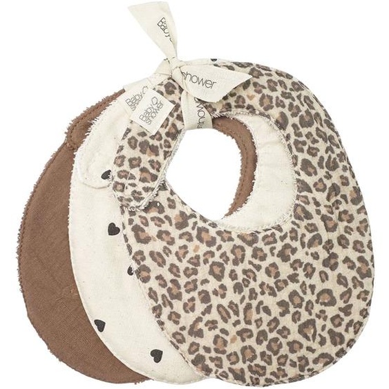 Lot De 3 Bavoirs Bébé En Coton Absorbant Avec Fermeture Scratch Pour Les Premiers Repas Beige, Marron, Noir