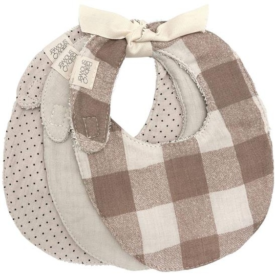 Lot De 3 Bavoirs En Coton Beige, Marron