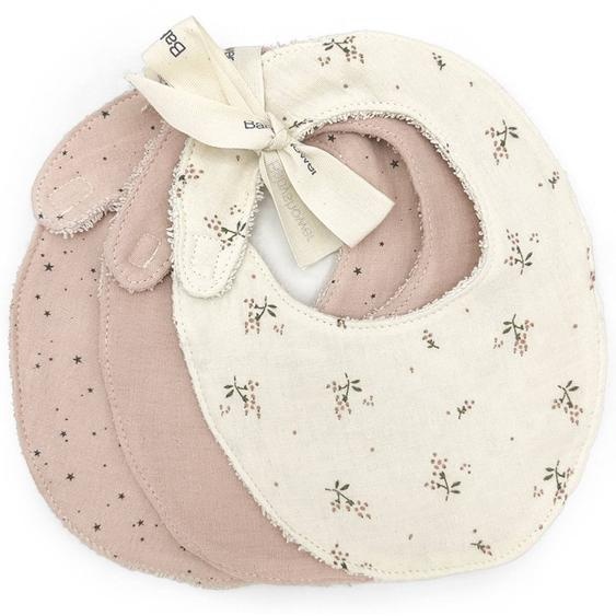 Lot De 3 Bavoirs En Coton Roseberry Ecru, Rose, Vert
