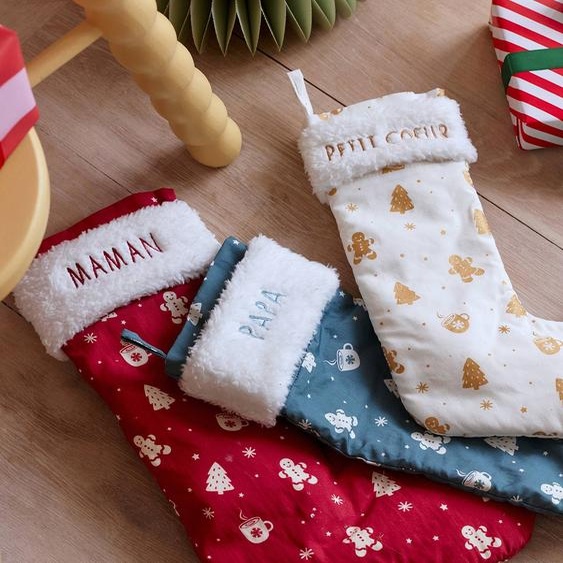 Lot de 3 chaussettes de Noël rouge