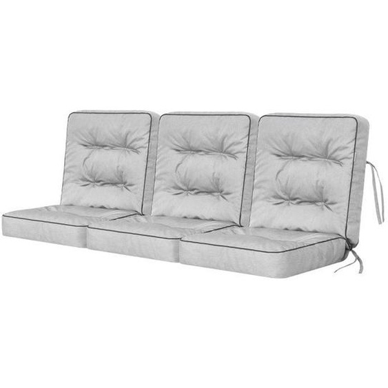 Lot de 3 coussins gris clair 150 cm imperméables – pour banc suspendu ou fauteuil extérieur