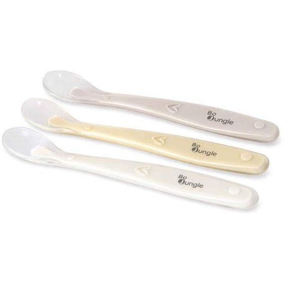Lot De 3 Cuillères Bébé En Silicone Beige