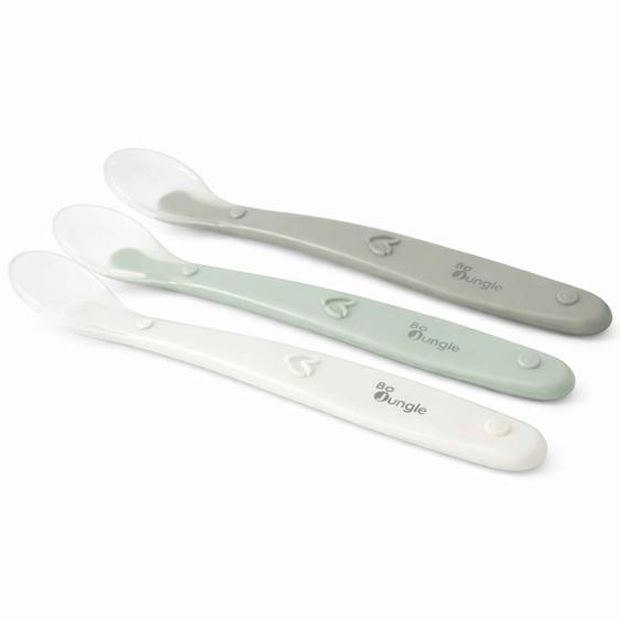 Lot De 3 Cuillères Bébé En Silicone Vert