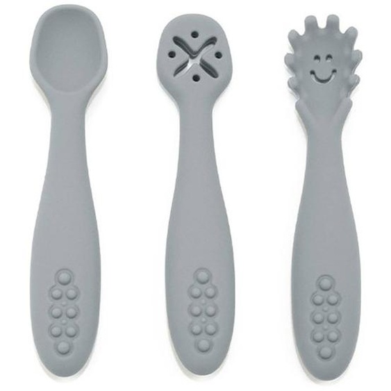 Lot De 3 Cuillères Dapprentissage En Silicone Gris