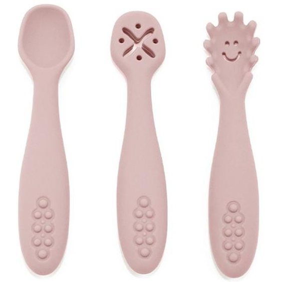Lot De 3 Cuillères Dapprentissage En Silicone Rose