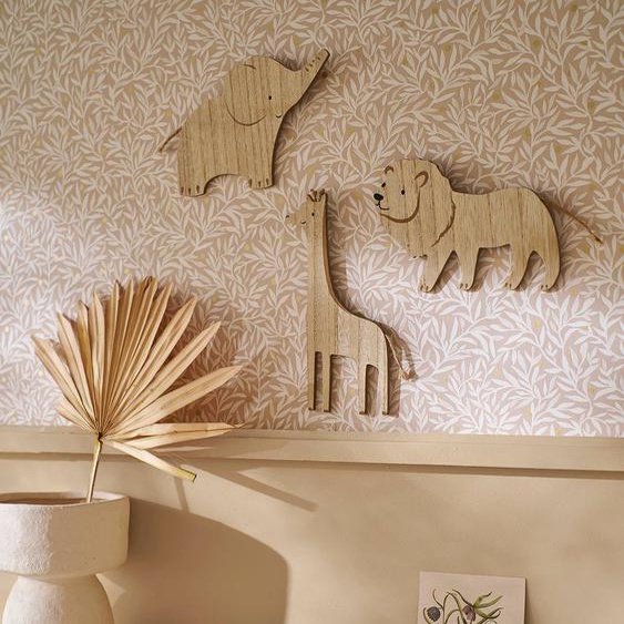 Lot de 3 décorations murales Animaux de la jungle beige