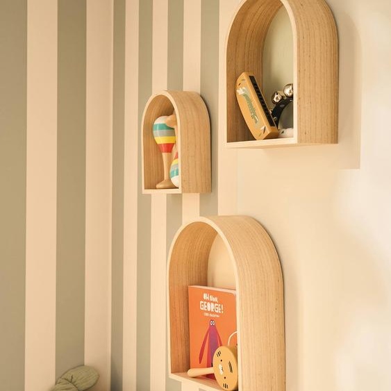 Lot de 3 étagères maison arc-en-ciel vert sauge