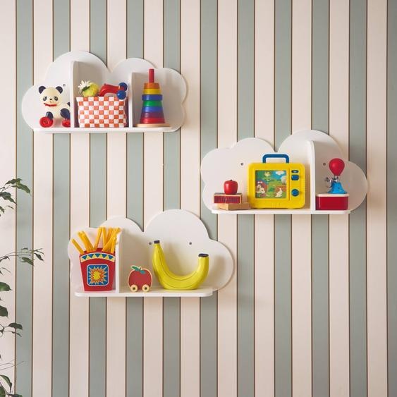 Lot De 3 Étagères Murales Nuage Pour Chambre Enfant Blanc