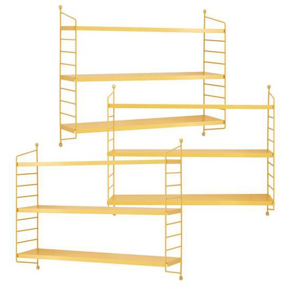 Lot de 3 étagères murales Strängnäs acier 50 x 60 x 15 cm jaune
