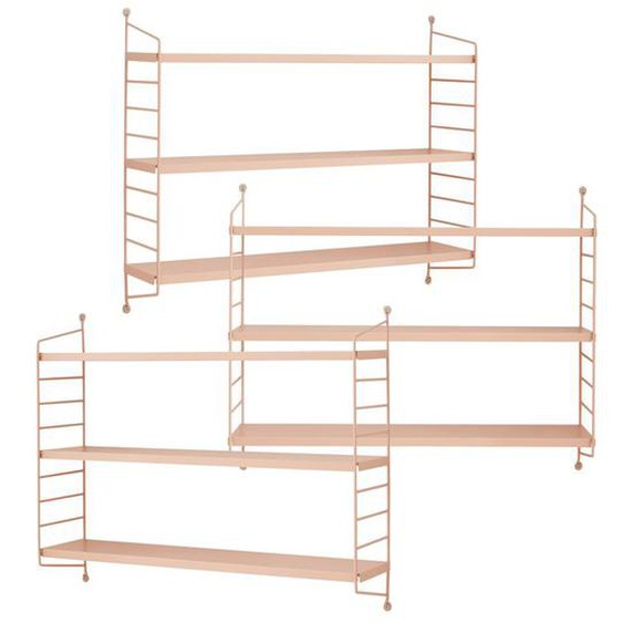 Lot de 3 étagères murales Strängnäs acier 50 x 60 x 15 cm saumon