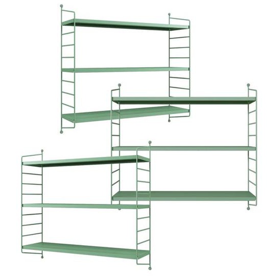 Lot de 3 étagères murales Strängnäs acier 50 x 60 x 15 cm vert pastel mat