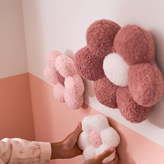 Lot de 3 fleurs bouclette rose imprimé