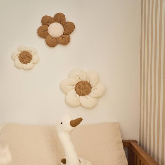 Lot de 3 fleurs en velours beige