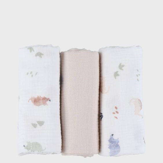 Lot De 3 Langes 70* Mousseline De Coton Bio Ecru