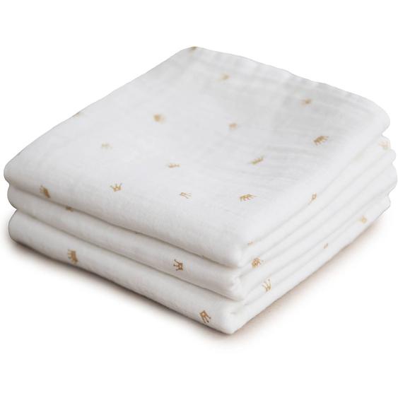 Lot De 3 Langes En Coton Bio Ecru, Doré