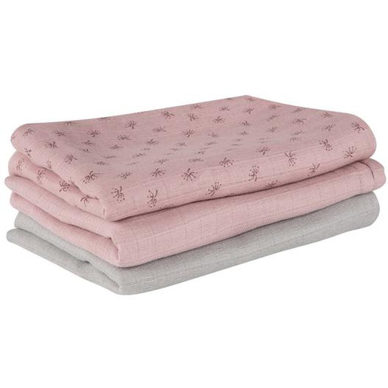 Lot De 3 Langes En Coton Bio Lil Planet Rose Pastel Et Gris Argenté