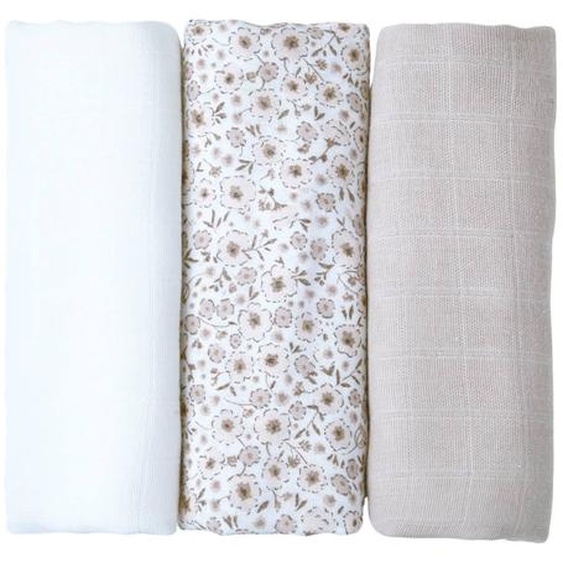 Lot De 3 Langes Gaze De Coton Bio Beige