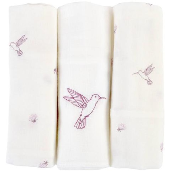Lot De 3 Langes Gaze De Coton Bio Colibri (parme)