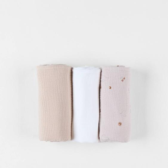 Lot De 3 Langes Mousseline Ecru, Blanc, Beige