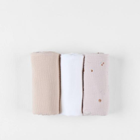 Lot De 3 Langes Mousseline Ecru