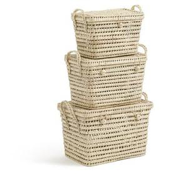 Lot de 3 malles en feuilles de palmier, Ghada