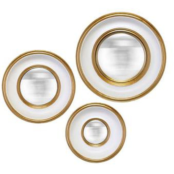 Lot de 3 miroirs convexes dorés 16, 19 et 23cm