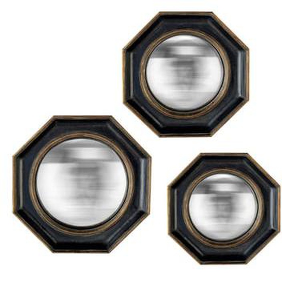 Lot de 3 miroirs convexes hexagonaux 17, 19 et 22cm