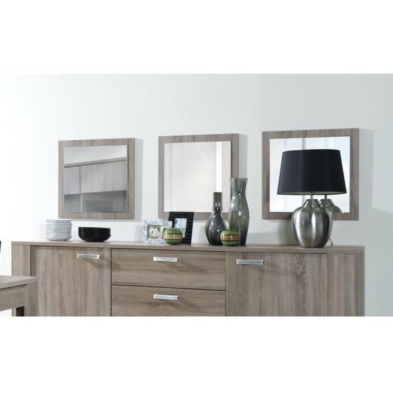 Lot de 3 miroirs FARRA - MEUBLORAMA - Cadre coloris SONOMA - Chêne clair - Marron - Carré