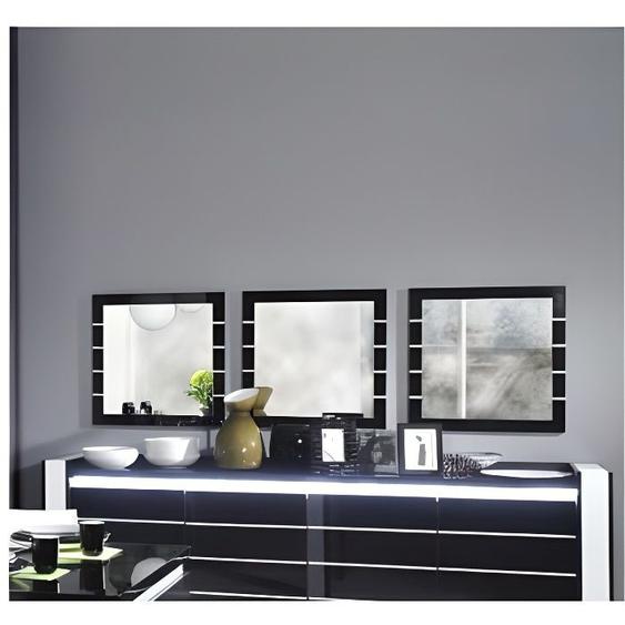 Lot de 3 miroirs - MEUBLORAMA - LINA - Design - Noir et blanc laqué