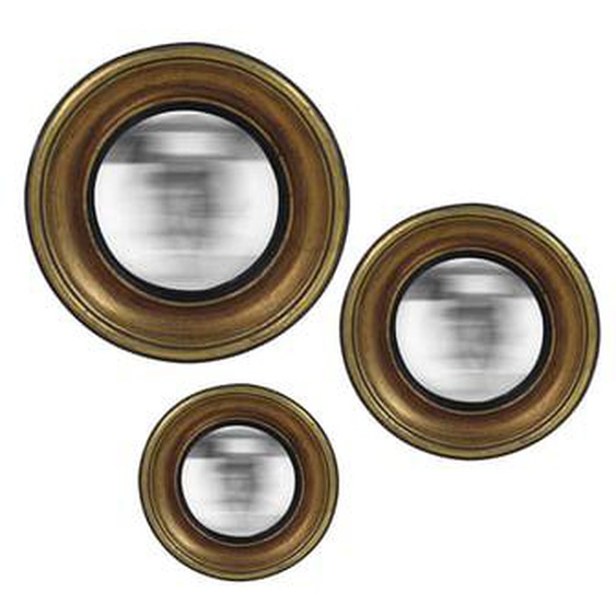 Lot de 3 miroirs ronds convexes dorés 16,19,23cm