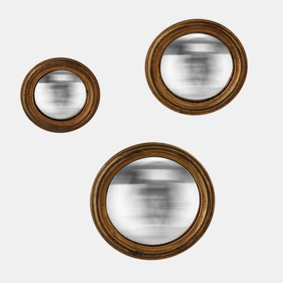 Lot de 3 miroirs ronds convexes dorés 20, 24 et 26cm