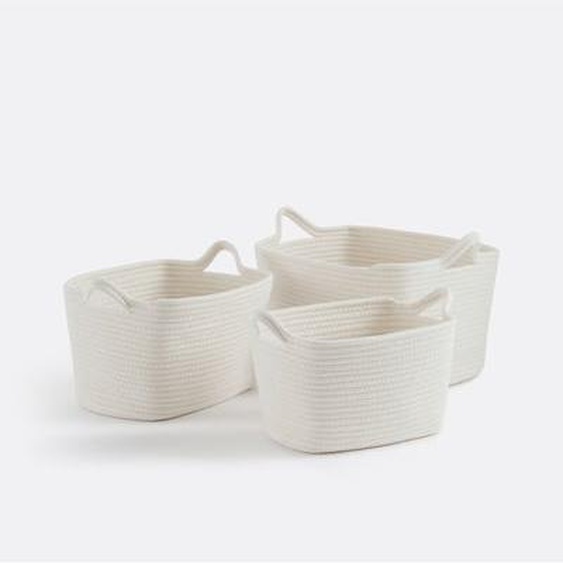 Lot de 3 paniers rectangulaires en coton, Kesia
