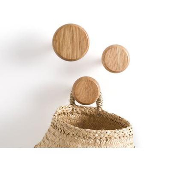 Lot de 3 patères en chêne, Kanca